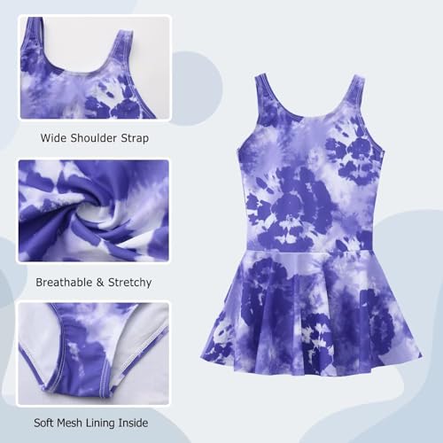 Image of Aisyee Girls One Piece Swimsuits Swim Dress for Girls Skirted Bathing Suit Hawaiian Skirt Swimwear 3-16 Years