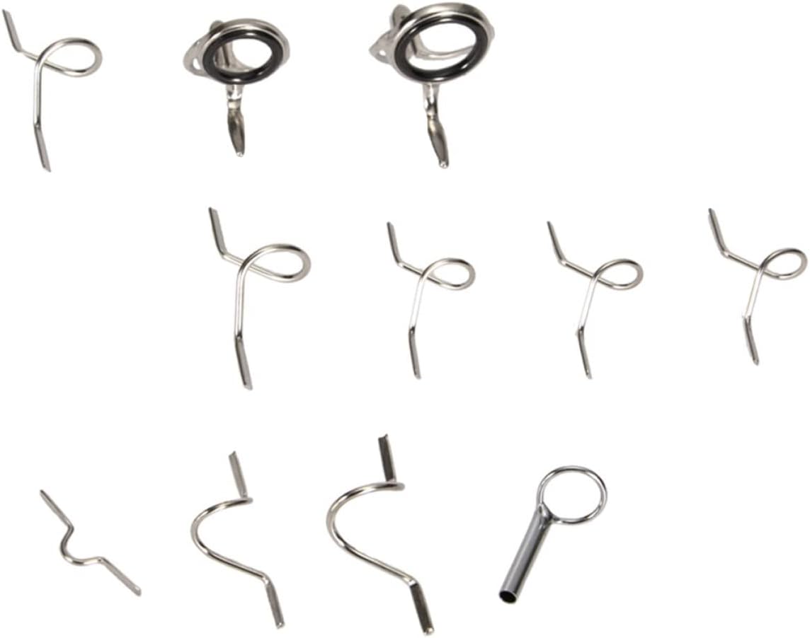 55pcs Saltwater Eye Accessories Stainless Rod Parts Convenient Fly Kit Freshwater Ceramic Guide Portable Ring Tips Fishing Re Frames Tip Rods Professional Steel Pole Rings