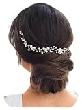 JAKAWIN Bride Wedding Hair Vine Bridal Hair Accessories Pearl Hair Piece for Women (1 Silver)