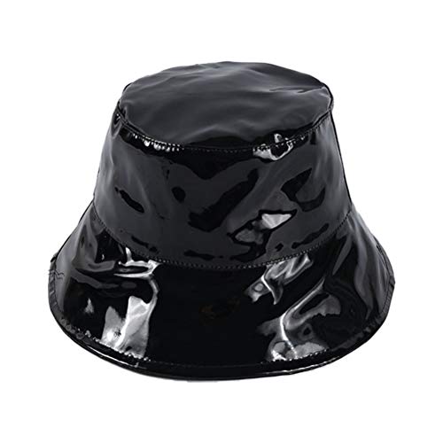 Leikance Chapeau de pluie unisexe imperméable à large bord noir