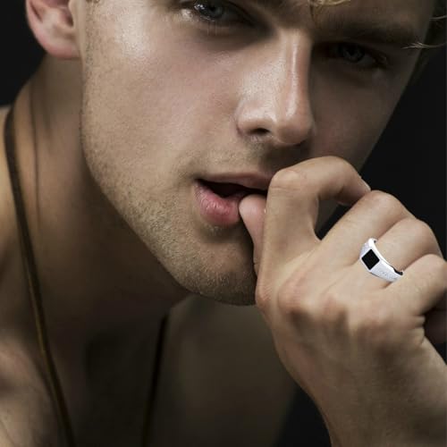 Black Onyx Rings for Men 925 Sterling Silver 10K 14K 18K Gold Signet Ring with Black Onyx Band Ring for Men Size6-142