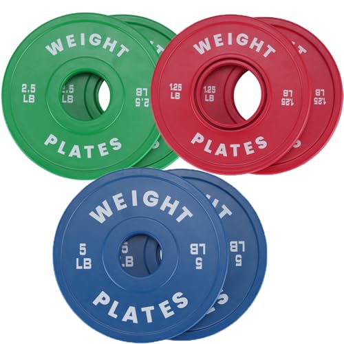 2 in Change Plates 1.25 LB Pairs 2.5 LB Pairs 5 LB Pairs 10 LB Pairs 17.5 LB 37.5 LB Set Fractional Weight Plates Set,Bumper plates for Gym Home,Rubber Coating & Steel (Blue&Red&Green 17.5 LB)