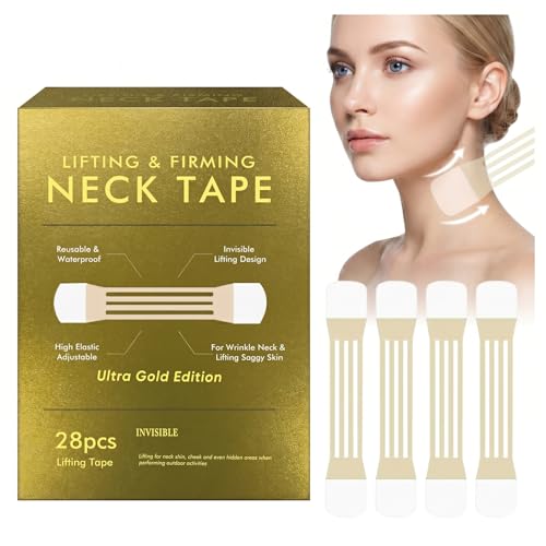 Novalisse 28PCS Neck Lift Tape High Elasticity Water-Resistant Invisible Face Lift Straps Reusable V Line Contouring Tool for Double Chin Appearance & Outdoor Photography