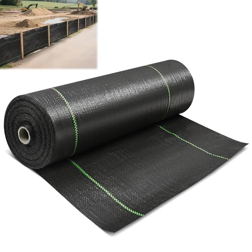 Black Silt Fence Fabric - 500ft X 3ft (3.2oz Thick) Erosion Control for Agricultural Fencing Erosion Control Construction Job Sites Ground Cover Weed Barrier Driveway Fabric