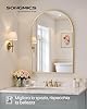 SONGMICS Specchio Bagno, Specchio da Parete, ad Arco, Cornice in Alluminio, 91 x 61 cm, Pellicola di Sicurezza, Facile da Montare, Soggiorno Camera da Letto, Oro Pallido LWM011AB01 #1