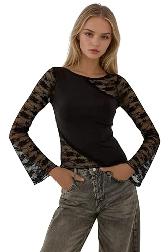 Long Sleeve Blouse with Lace Detail