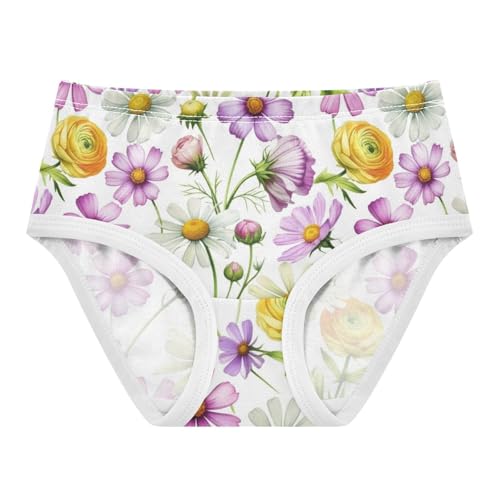 Joisal Pastel Watercolor Flowers Cute Panties Girl Girls Underwear Toddler Cotton Flower Kids Briefs Undies 2t