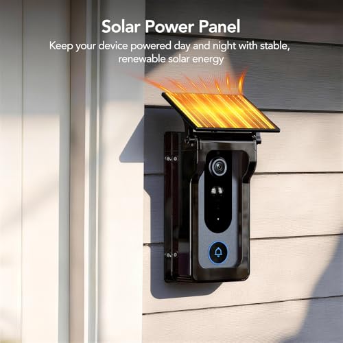 Aceele Smart Video Doorbell with Solar Powered Weather Protective Cover, Two-Way Audio/Voice Changer/Instant Alerts/Nigh - Additional View