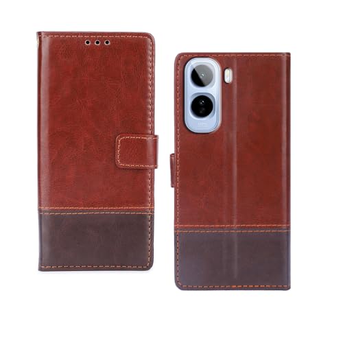 Image of amazon basics Vivo T5 Pro 5G Flip Cover | Card Pockets Wallet & Stand | Flip Cover for Vivo T5 Pro 5G (Tan and Coffee)