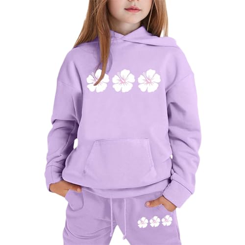 Cute Floral Hoodie Set for Teen Girls Athletic Fall Winter Pants Sets Warm Classic Hoodies and Jogger Sweat Suit Sets2