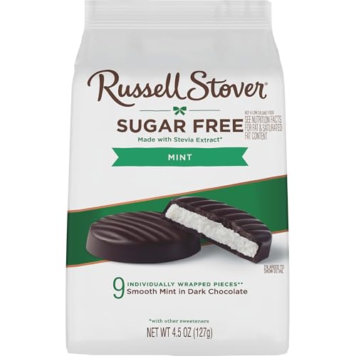 RUSSELL STOVER Sugar Free Dark Chocolate Mint Patties Candy, 4.5 oz. bag - image 8