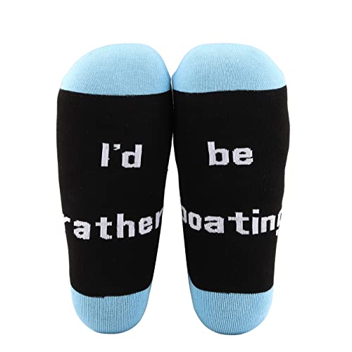 MBMSO 2 Pairs I'd Rather be Boating Socks Captain Boat Socks Boater Gifts Nautical Gifts for Boaters Boat Lover Boat Owner