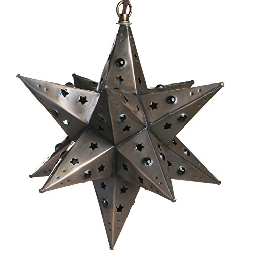 12 Inch Moravian Hanging Tin Star Light - Star Cut with Marbles