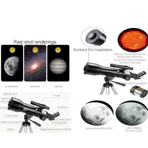 Telescopio refractor 70mm para principiantes en astronomía miniatura 6