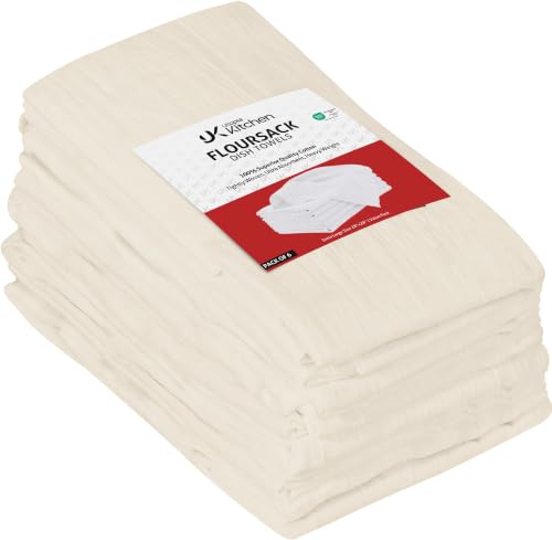 Utopia Kitchen Natural Flour Sack Towels [6 Pack - 28 x 28 Inch]100% Cotton