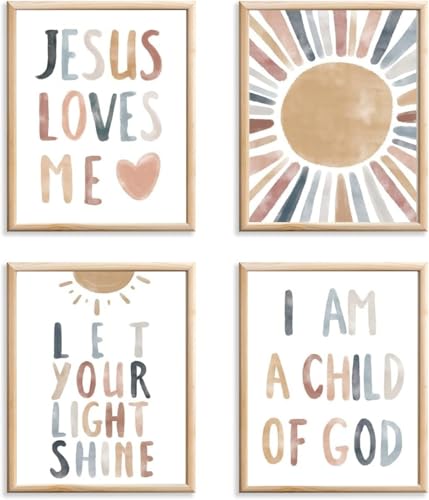 Linilioart Jésus Wall Art Lot de 4 versets de la Bible pour enfants, Dieu chrétien Impression sur toile sans cadre (40 x 60 cm) Linilioart Jésus Wall Art Lot de 4 versets de la Bible pour enfants, Dieu chrétien Impression sur toile sans cadre (40 x 60 cm)