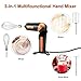 Hand Mixer Electric,Handheld stick Mixer Egg Beater Set w/AC, Stainless Steel Egg Whisk, BPA-Free Beater, Drink Mixer Attachment, Rotatable Angle Hand kitchen Mixer for Coffee
