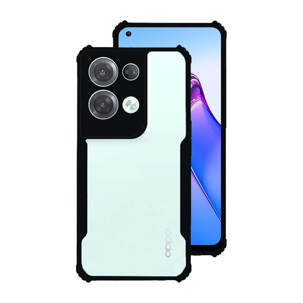 7SEVEN® Ipacky Back Cover for Oppo Reno 8 Pro 5G Mobile Back Case Shock Proof Design Camera Edges Protection Crystal Clear Phone Case Precise Cutouts Matte Black Soft Bumper Phone Cover
