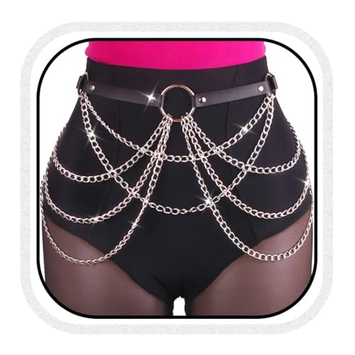 CLOACE Punk Waist Chain Belt Leather Layered Heart Body Chains Gothic Body Accessories for Women