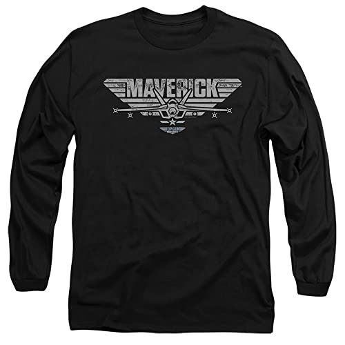 T-shirt long sleeve Top Gun pour soirée cinéma coton noir