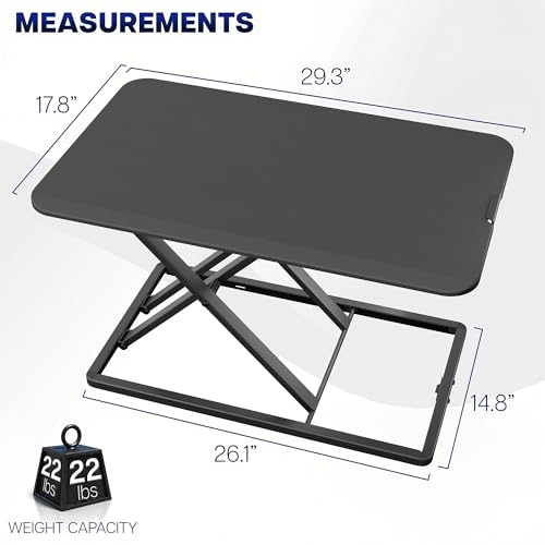 Image of VIVO Black 29 inch Single Top Standing Desk Converter, DESK-V000U | Economy, Height Adjustable, Sit Stand Tabletop Monitor and Laptop Riser Workstation, Holds 22 lbs, No Assembly Required