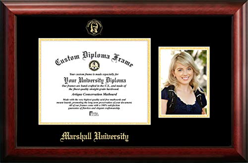 NCAA Marshall Thundering Herd Unisex Marshall University 11 x 8.5 Inches Gold Embossed Diploma Frame with 5 x 7 Inches Portrait Gold Embossed Diploma Frame with 5 x 7 Inches Portrait Brown One Size