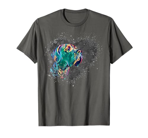Hund Deutsche Dogge Hundebesitzer Geschenk Herz Bunt T-Shirt