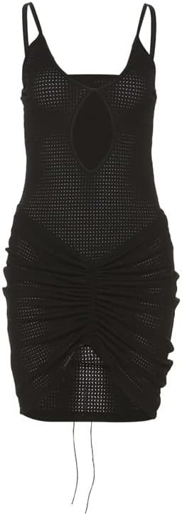 Sexy Mini Dress for Women Ruffled V Neck Hollow Out Backless Cut Out Bodycon Short Dress Y2K Party Beach