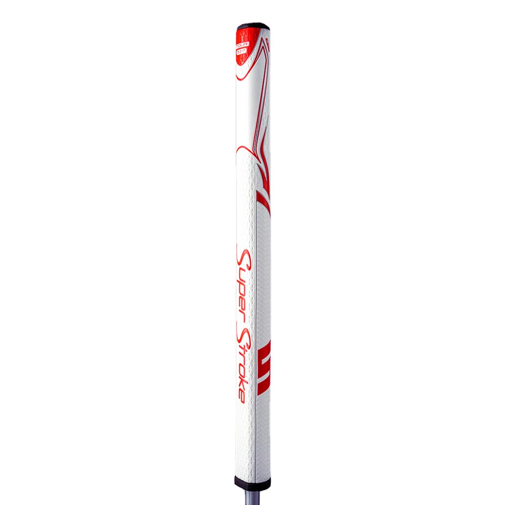 SuperStroke Zenergy Tour 3.0 - Impugnatura per putter da golf con tecnologia SPYNE migliorata senza svasatura, zone testurizzate e Tech-Port, 43 cm, rosso/bianco