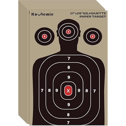 Koutemie 50 Pack 17 X 25 Inch Shooting Targets for Range, Paper Silhouette Splatter Targets for Handguns, Rifles, Pistols, Airguns, BB Guns, Pellet Guns Cover
