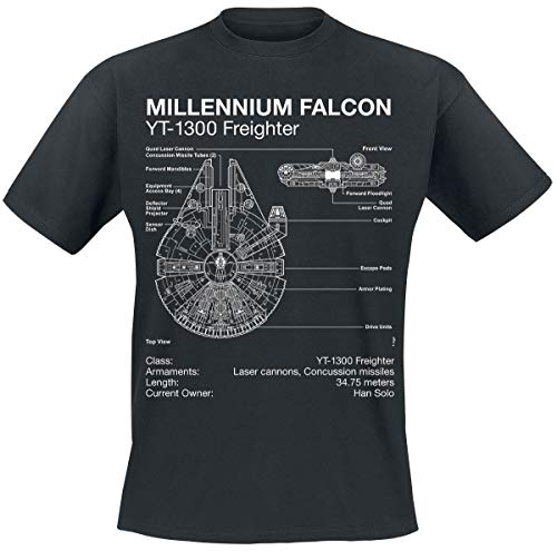 T-shirt Star Wars Falcon Blueprint homme anti-déformation impression durable