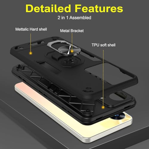 Image of NDCOM for Realme C55 Back Cover | Realme Narzo N55 Back Cover | Premium Realme C55 Cover | Ring Holder Case