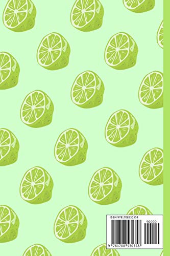 Lime Notebook: Cute Lime Pattern Decorated Small Lined Notebook for Kids, Women, Children, Men, Boys, Adults ~ 120 Pages 6" x 9" image 4