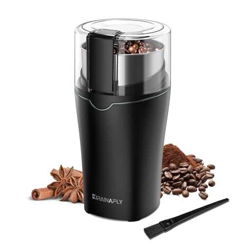 KIRAINAFLY Electric Coffee Grinder for Home Use, Stainless Steel Blades One Touch Grind, Removable Chamber, Versatile for Espresso Coffee Beans, Spices, Herb and Nuts (Gray) by KIRAINAFLY - Used condition - CA$22.53