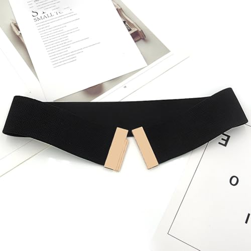 2 Inch Wide Women's Stretchy Belts for Dresses Fashion Simple Elastic Waist Belt with Alloy Buckle2