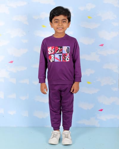 Image of The Mom Store Kids Sweatshirt With Joggers Set| Cotton With French Terry | Cute Prints | Warm | For Boys & Girls | Trendy Winter Sets For Kids | Hoodie And Sweatpant Set