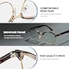 Cyxus Blue Light Glasses Men Retro Semi Rimless Clear Blue Light Glasses for Computer Eye Strain Gaming Glasses Anti Harmful Blue Light for Men Women