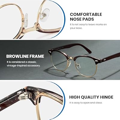 Cyxus Blue Light Glasses Men Retro Semi Rimless Clear Blue Light Glasses for Computer Eye Strain Gaming Glasses Anti Harmful Blue Light for Men Women