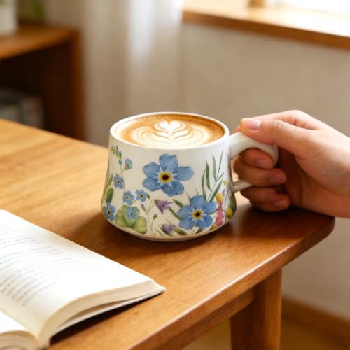 HBLEDOT Tea Cup Set with 2 Cups & Saucers, 9.5 OZ Espresso Coffee Mugs - image 2