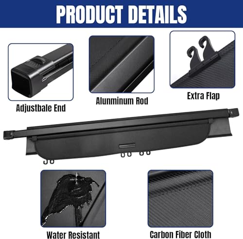 GZSH Cargo Cover for Honda CRV 2023 2024 Retractable Cargo Cover with Extra Flaps Honda CRV Carbon Fiber Texture Cargo Cover Fit for Honda CRV 2023 2024 |Protect Your Cargo| |Protect Privacy|