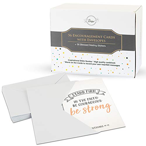 Dessie 56 Pack Inspirational Bible Verse Cards with Envelopes | 8 Unique Scripture Cards | Boxed Greeting Card Set with Blessed Stickers And Bonus Self-Reflection E- Scripture Journal