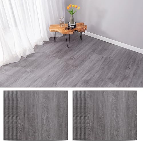 Pavimenti in vinile autoadesivi per pavimenti in PVC, per piastrelle, per cucina, soggiorno e bagno, 30 x 30 cm, 24 pezzi (grigio scuro)
