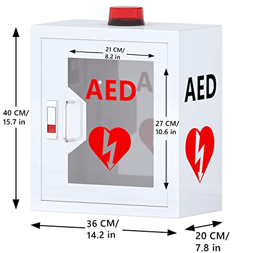 Aed Defibrillator Wall Mounted Cabinet, Steel Storage Cabinet With Alarm And Light, Aed Cabinet Fits All Brands Cardiac Science, Zoll, Aed Defibrillator, Physio-Control, 14.2 X 7.8 X 15.7 Inch #TOP1
