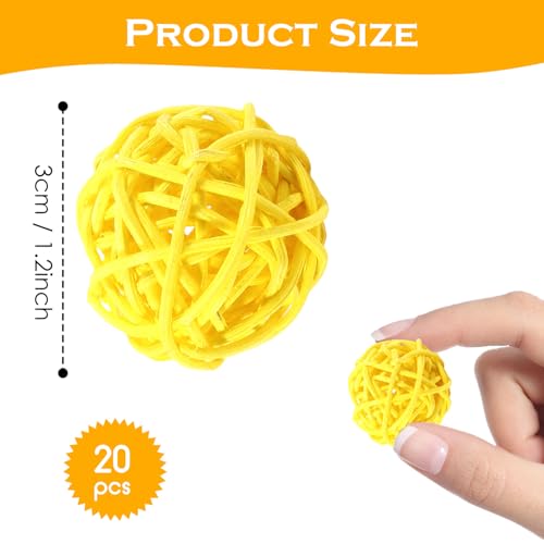Tissting 20 Pieces Wicker Rattan Balls, 3cm Decorative Balls - Image 2