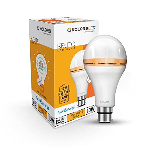 Image of KOLORS Rechargeable emergency Inverter LED bulb, B22, 10W, Cool day light Pack of 1