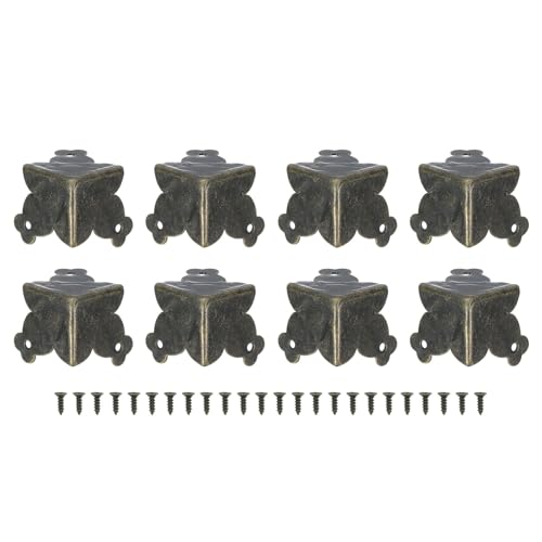 Image of uxcell 8 Pcs Decorative Box Corner Cover, 27mm Metal Edge Guard, Furniture Corner Edges Protector, Bronze