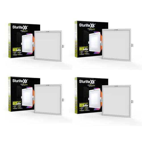 Image of Sturlite Dex 12W Square LED Downlight|Cool White Color Temperature (6.5k)|Cut-Out 4 Inch|1200 Lumens Recessed Panel & Surge Protection Ceiling Light for Multiple Usage - (Pack of 4)