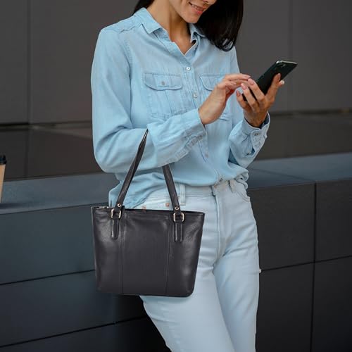 Image of Leather Purse For Women - Real Leather Tote For Women - Ladies Shoulder Handbag For Work, Travel, Casual Use