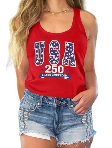 Image of Ithalt Womens American Flag Shirts 4th of July Outfits USA T-Shirt Patriotic Tank Shirt Fourth of July Sleeveless Tops