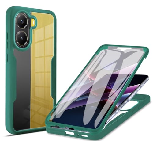 Xiaomi Poco X7 Pro 5G/Turbo 4�p�N���A�P�[�X�A�t���{�f�B�����d�b�P�[�X�A�����X�N���[���v���e�N�^�[360°�t���{�f�B�ی�h�o�ϏՌ��J�o�[(Green)